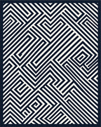 Sharp Black White Geometric Maze Design Rug