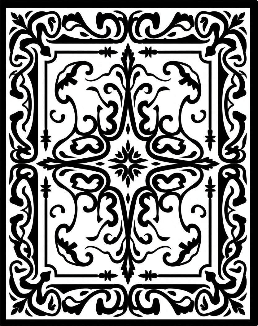 Ornate Scrollwork Floral Vine Pattern Rug