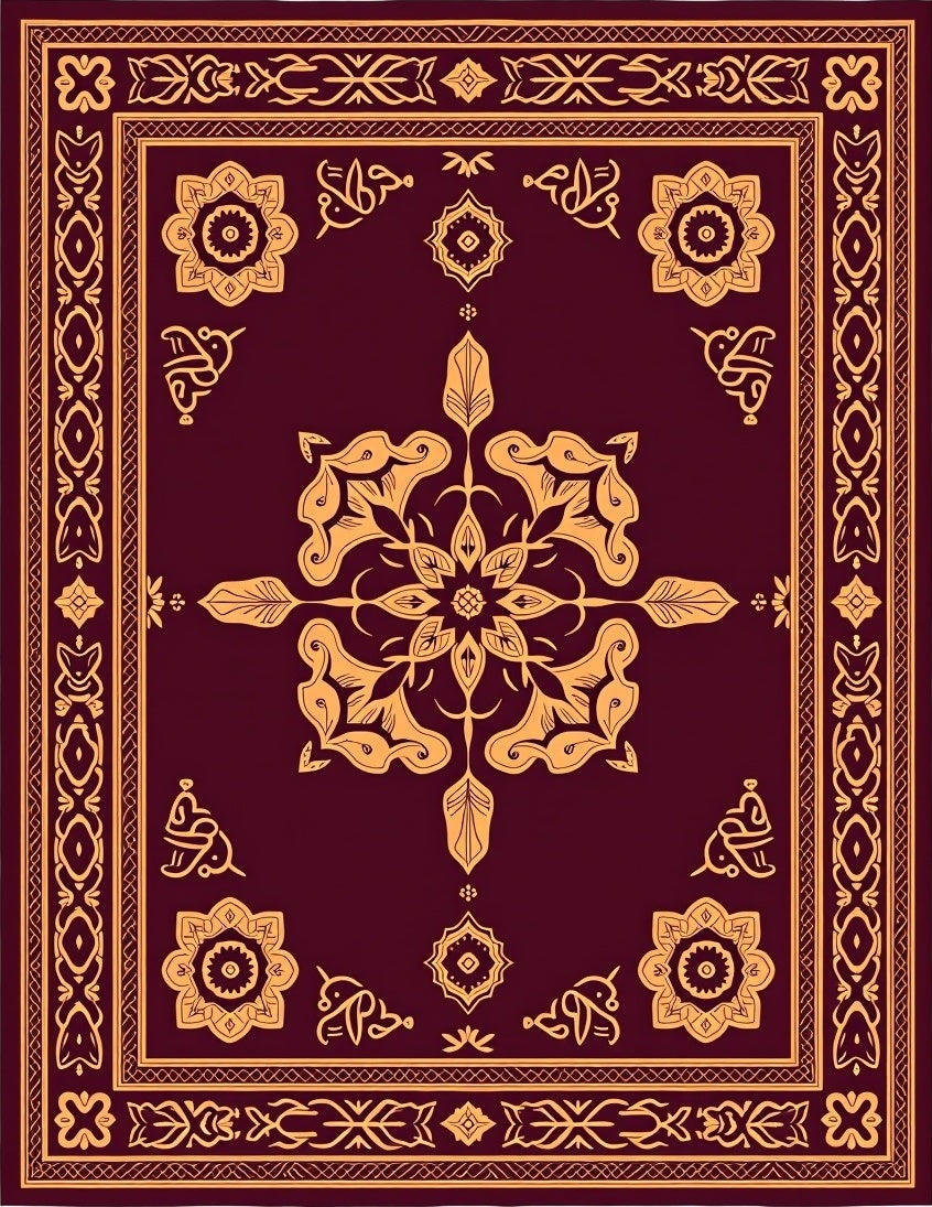 Ornate Floral Geometric Motif Rug