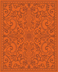 Intricate Floral Swirls Orange Design Rug