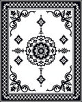 Black White Floral Medallion Rug