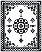 Black White Floral Medallion Rug