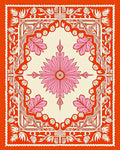 Pink Floral Square Ornamental Rug