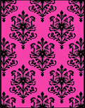 Hot Pink Black Classic Damask Design Rug