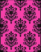 Hot Pink Black Classic Damask Design Rug