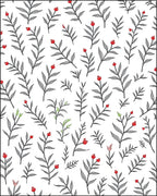 Delicate Red Berry Botanical Sprigs Rug
