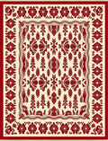 Red Floral Botanical Folk Art Rug