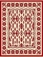 Red Floral Botanical Folk Art Rug