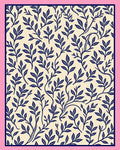 Navy Blue Leafy Branches Pattern Rug