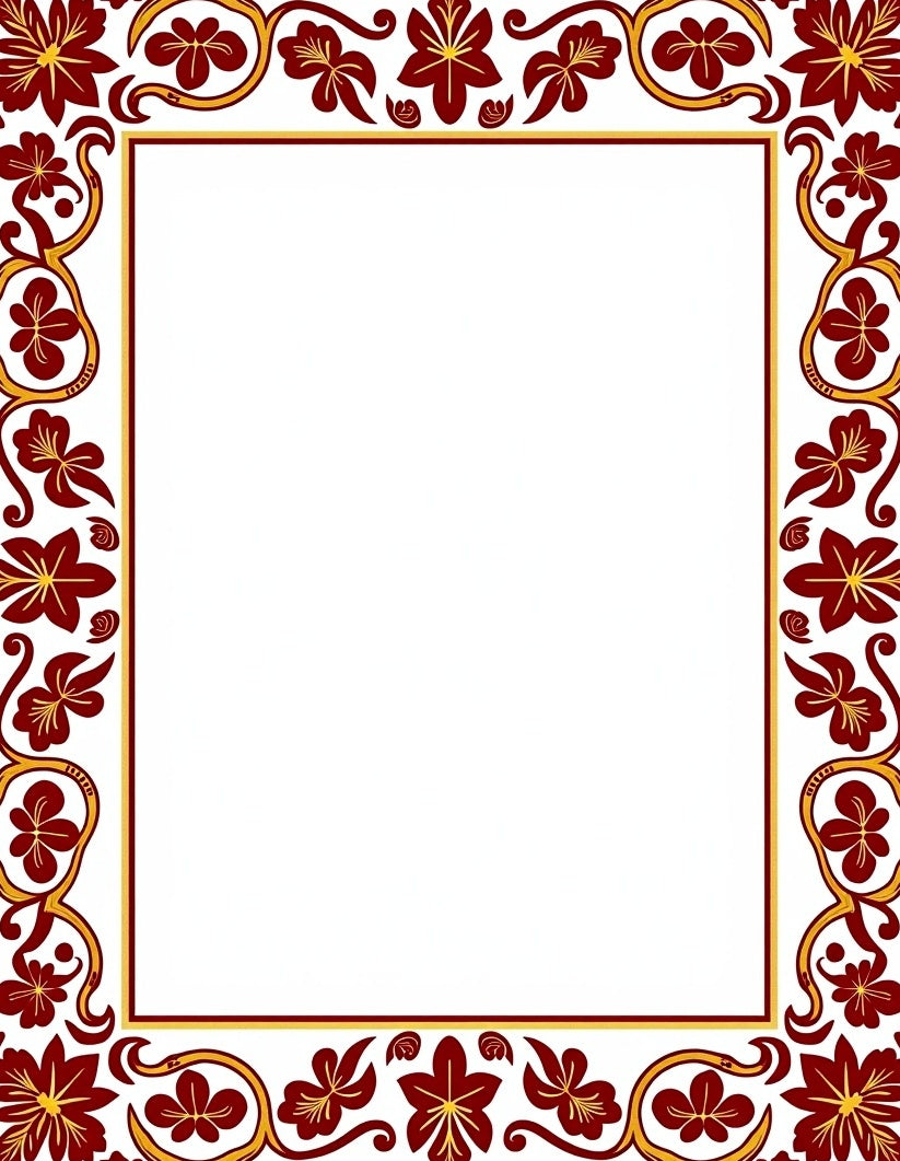 Rich Red Gold Floral Vine Rug