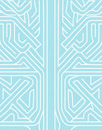 Abstract White Labyrinth Pattern Rug