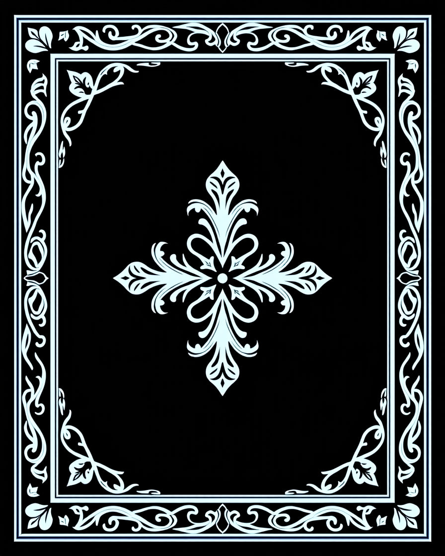 Ornate Filigree Floral Scrollwork Pattern Rug