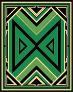 Art Deco Green Black Geometric Design Rug