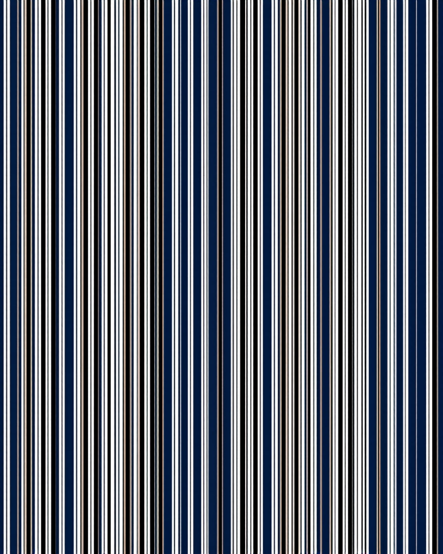 Classic Navy White Stripe Pattern Rug