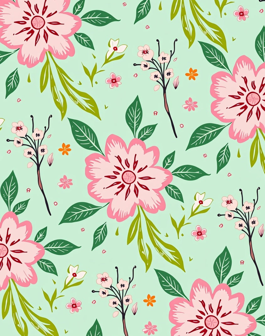 Pink Blossom Floral Pattern Rug
