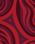 Crimson Swirls Geometric Pattern Rug