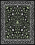 Intricate Floral Vine Black Background Rug