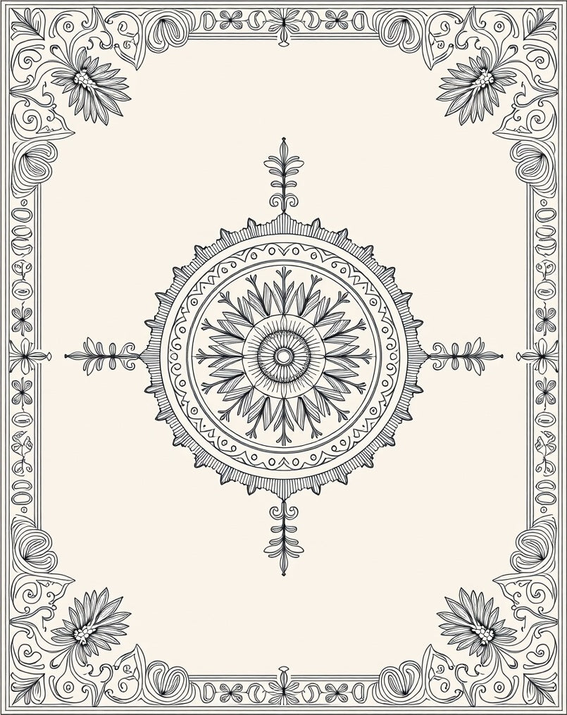 Intricate Floral Mandala Design Rug