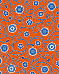 Bold Blue Floral Vine Pattern Rug