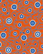 Bold Blue Floral Vine Pattern Rug