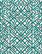 Geometric Teal And White Labyrinth Pattern Rug