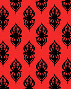 Bold Black Stylized Floral Pattern Rug