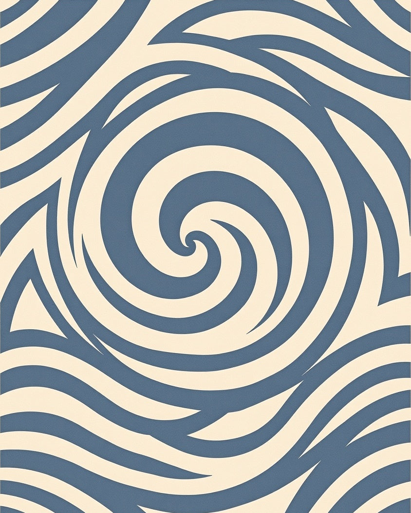 Calm Blue Swirl Patterned Design Rug