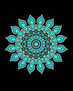 Mandala Style Cyan Floral Design Rug