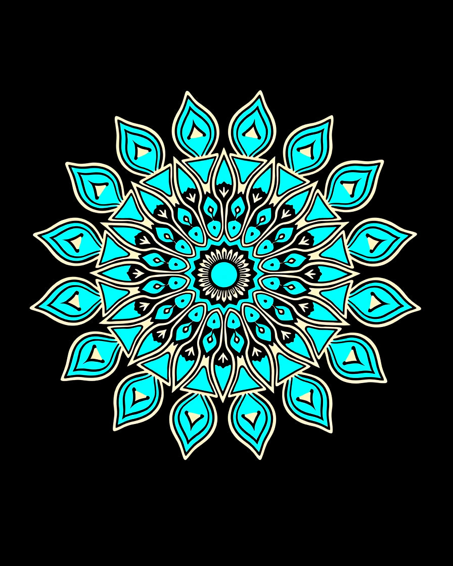 Mandala Style Cyan Floral Design Rug