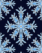 Ice Blue Snowflake Mandala Rug