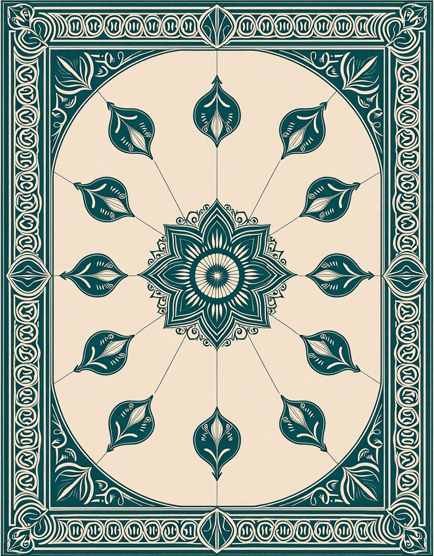 Floral Medallion With Intricate Border Design Rug