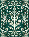 Elegant White Teal Floral Scroll Rug