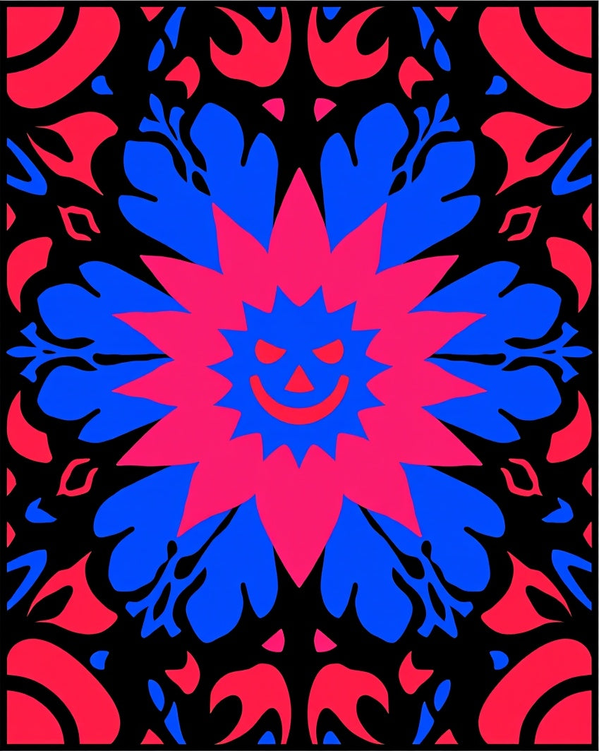 Bold Abstract Floral Face Design Rug