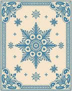 Ornate Blue Floral Mandala Pattern Rug