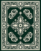 Ornate Floral Border Centerpiece Design Rug