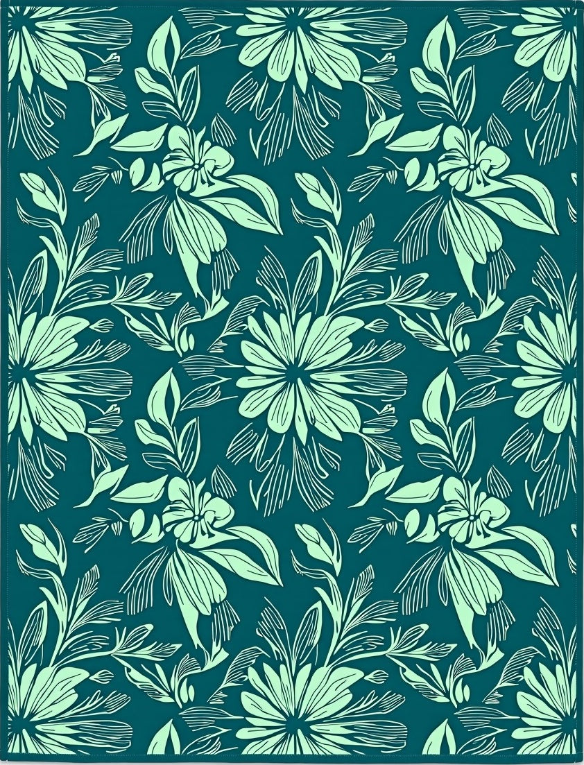 Teal Mint Floral Pattern Rug