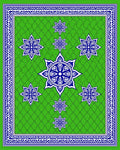 Green And Blue Intricate Star Pattern Rug