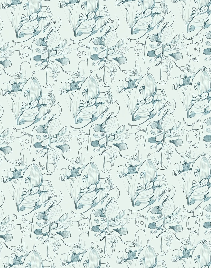 Abstract Script Floral Sketch Rug