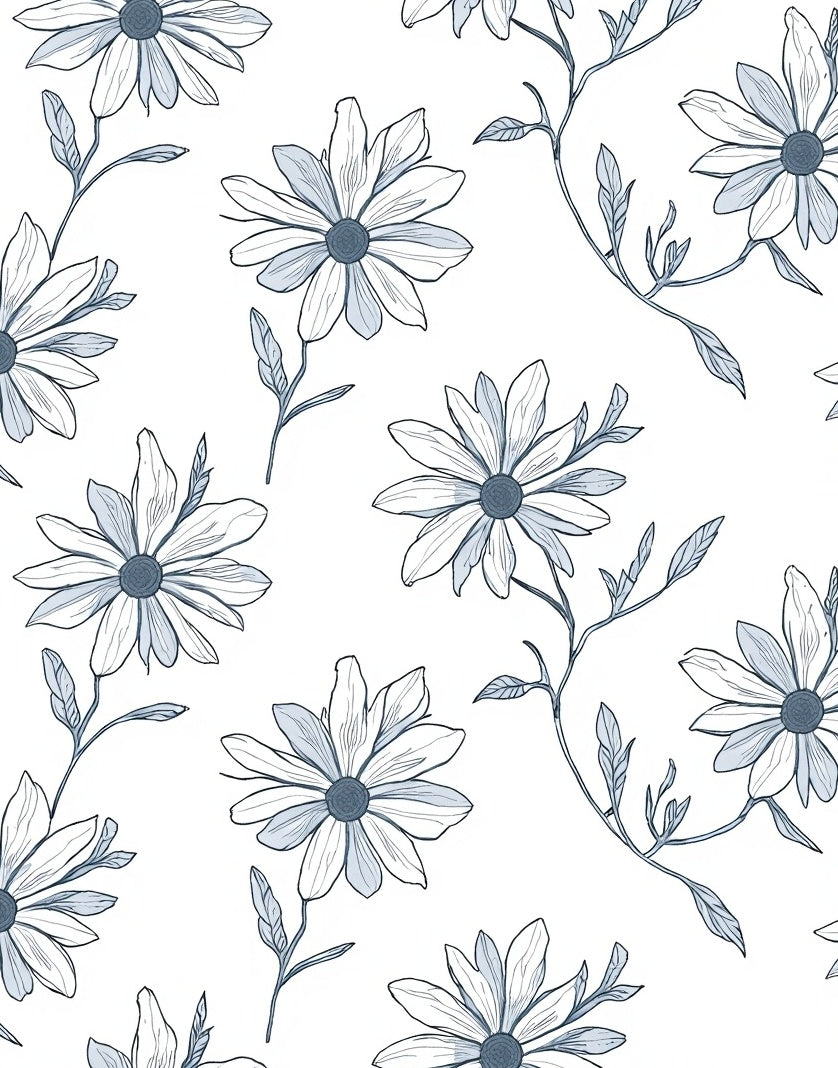 Classic Floral Outline Pattern Rug