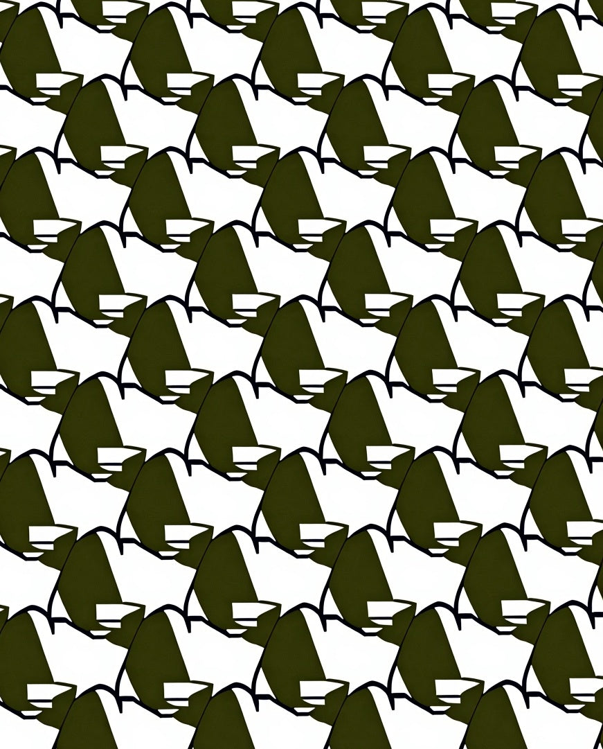 Abstract Dark Green Wave Pattern Rug