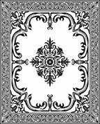 Ornate Floral Scrollwork Black White Rug