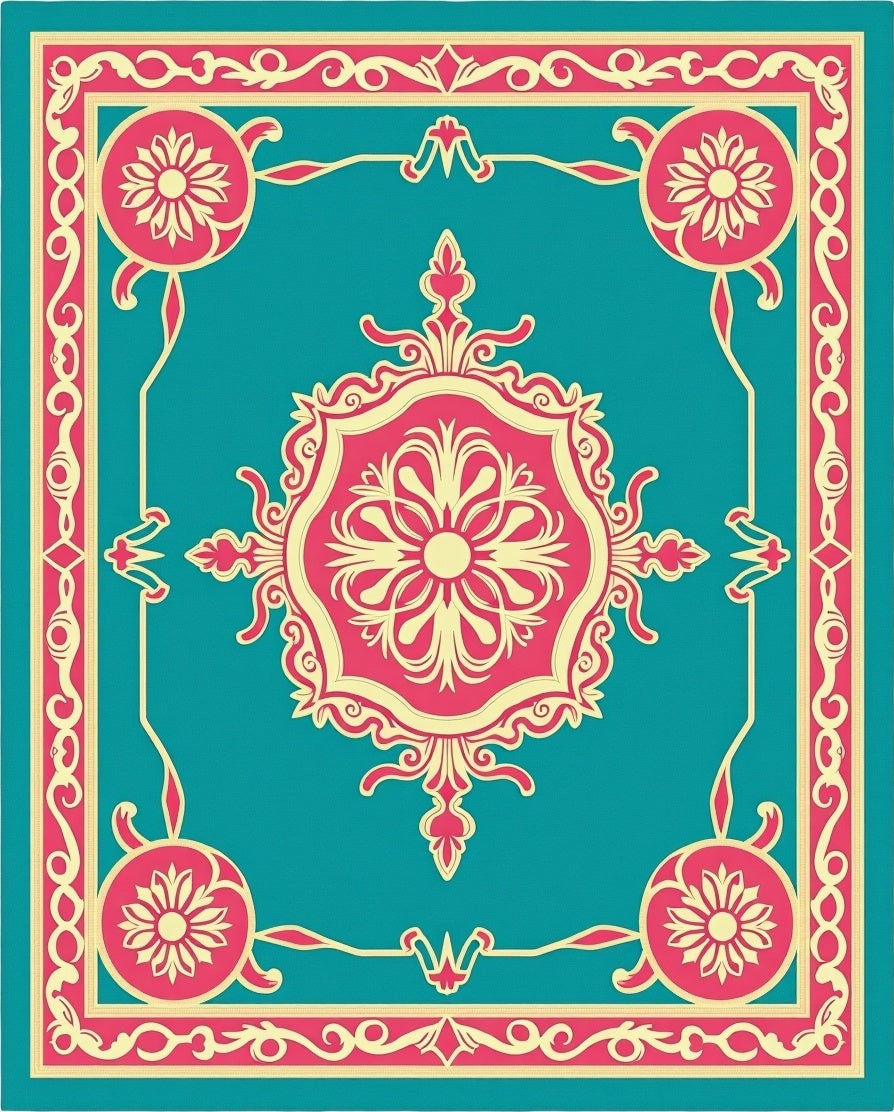 Ornate Floral Medallion Pattern Rug