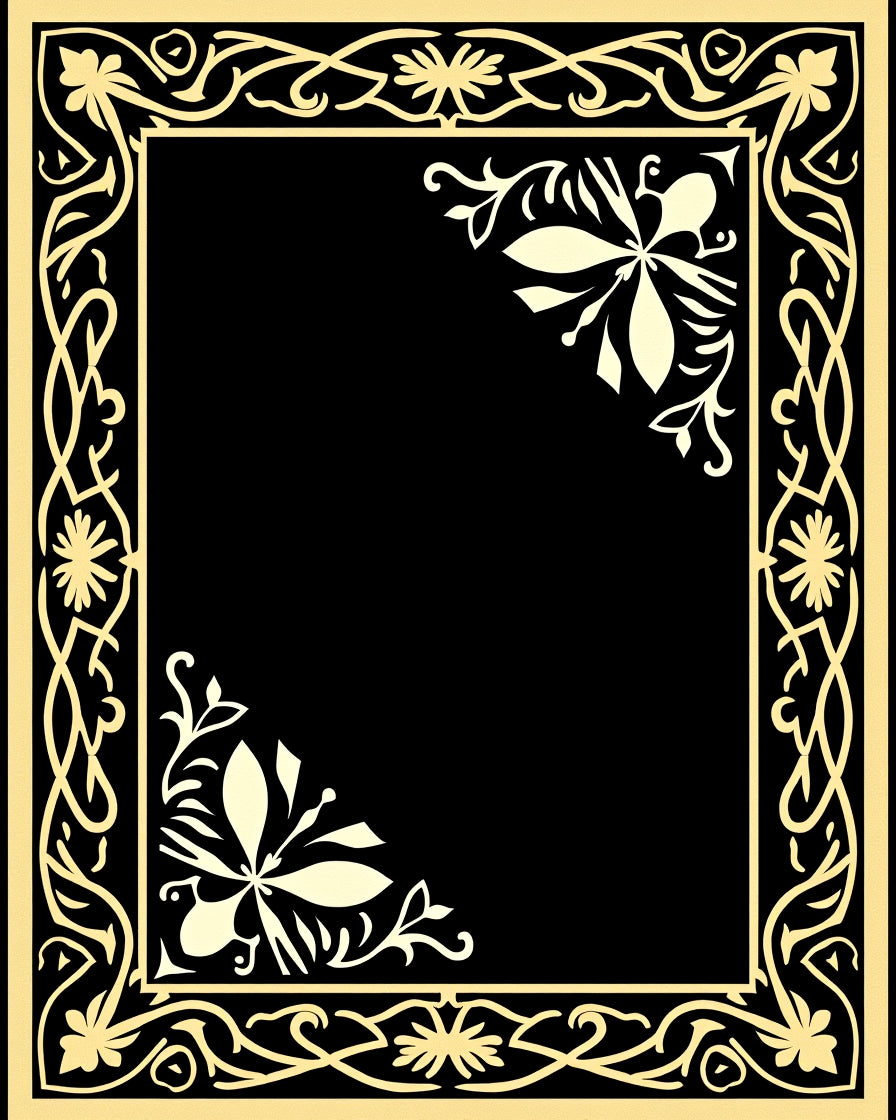 Elegant Floral Border Design Rug