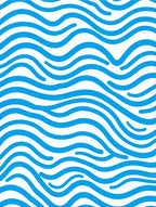Abstract Blue White Wavy Stripe Design Rug