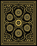 Golden Sunburst Floral Border Rug