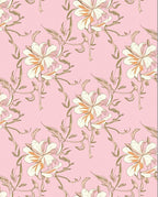 Pink Floral Vine Delicate Pattern Rug