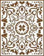 Ornate Floral Patterned Brown Rug