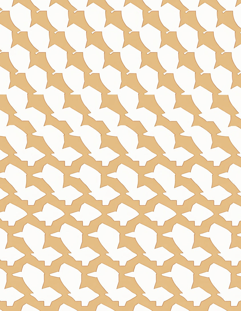 Caramel White Stylized Geometric Pattern Rug