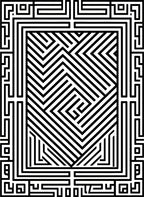 Abstract Maze Pattern Black White Rug