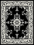 Traditional Black and White Floral Medallion Rug